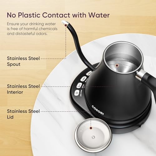 Cosori Gooseneck Electric Kettle with Temperature Control, 0.8L, Black - Image 6