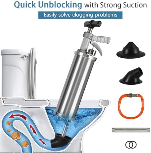 Portable High Pressure Kinetic Toilet Plunger for Shower Kitchen Clogs Grey - Image 2