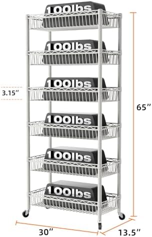 SINGAYE 6 Tier Shelf Wire Shelving Adjustable Storage Shelves Basket Rack - Image 3
