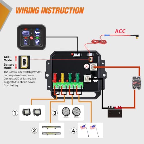 Nilight 4 Gang Switch Panel Blue 12V 24V Circuit Control Relay System - Image 7