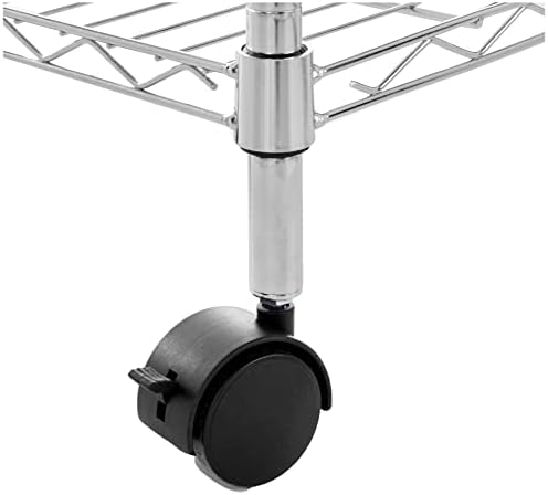 Amazon Basics 3-Shelf Heavy Duty Adjustable Wire Shelving Storage Rack on 2" PP Plastic Wheel Casters, Steel Utility Shelving Unit for Garage and Laundry Room, 23.2" x 13.4" x 32.75", Chrome - Image 3