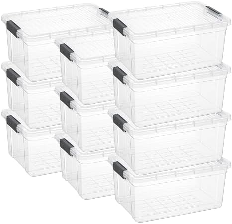 Superio 36 Quart Clear Plastic Storage Boxes with Lids, Stackable Organizer Containers, BPA-Free Storage Bins for Home, Office, School & Dorm, 10 Pack by Superio