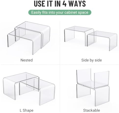 Bobomoment Clear Cabinet Organizer, Stackable Shelf Organizer Set of 4 - Image 7