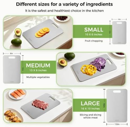 Titanium Cutting Board, 100% Pure Titanium Cutting Boards for Kitchen, Double-sided Titanium Cutting Boards,Separate Raw and Cooked Food Areas,11.7"L*7.7"W - Image 6