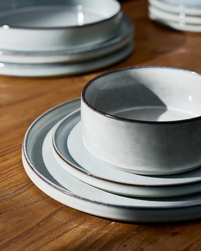 Famiware Annecy 16-Piece Dinnerware Set with Pasta Bowls, Grey Blue - Image 3