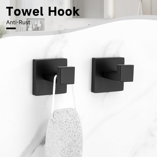 Black Towel Bar Set, 5-Pieces Bathroom Hardware Set,23.6 Inch Towel Rack Set Stainless Steel Towel Holder Set Wall-Mounted Bathroom Accessories - Image 5