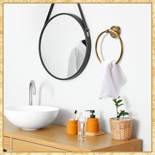 4 Pcs Antique Brass Gold Bathroom Accessories Set Wall-Mounted Adjustable Towel Rack & Round Towel Ring & Toilet Paper Holder & Robe Hook, Wall Mounted Brass Vintage Bath Hardware Set - Image 6