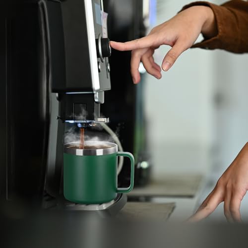 VEGOND 14 oz Insulated Coffee Mug Bulk with Handle, Stainless Steel Travel Coffee Mug with Lid, Double Wall Vacuum Metal Coffee Cup, Coffee Tumbler Powder Coated, Dark Green 4 Pack - Image 6