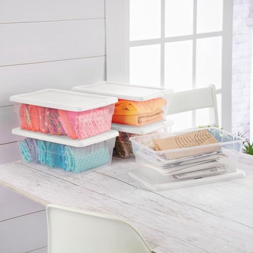 Sterilite Storage Boxes, Stackable Clear Plastic Bins, 6 Quart, 12-Pack - Image 5