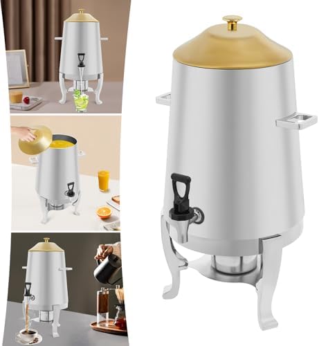3.43Gallon Stainless Steel Hot Beverage Dispenser,Coffee Chafer Urn with Spigot&Fuel Holder,Cold&Hot Drinks Dispenser for Milk Coffee Tea Juice - Parties Catering Buffet Event (Gold,B) - Image 4