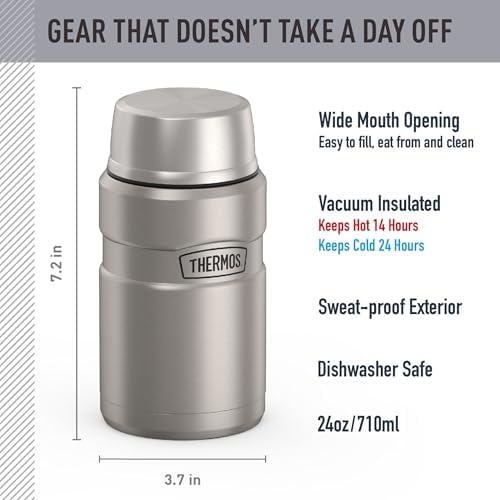 THERMOS Stainless King Food Jar with Bowl, 24oz, Matte Steel - Image 2