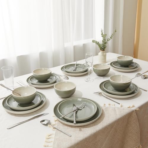 Pokini Ceramic Dinnerware Sets for 8, 24pcs Plates and Bowls Sets Dish Set - Image 5