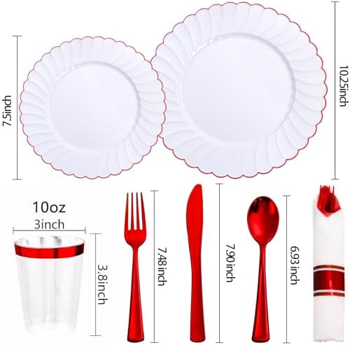 YOUBET 350PCS White Scalloped Plastic Plates for Weddings - Image 2