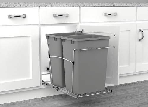 Rev-A-Shelf Double Pullout Garbage Trash Cans for Kitchen Cabinets, 35 Qt - Image 6