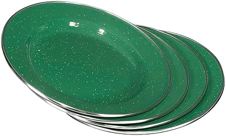 Stansport Deluxe 24-Piece Enamel Tableware Set - Enamel Plates and Bowls Lightweight and Durable Camp Dish Set for Camping and Backpacking Plates and Bowls for 4 People - Image 3