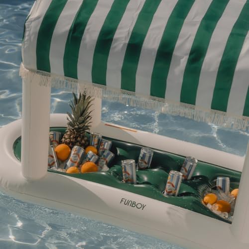 FUNBOY Floating Drink Station with Removable Canopy, Green Cabana - Image 4