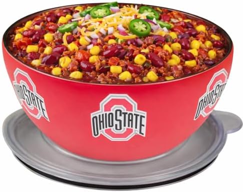 served Ohio State Buckeyes Tailgate Bowl (3Q /100oz) - Officially Licensed Stainless Steel Thermal Bowl with Lid - Double-Walled, Vacuum Insulated Bowl, Hot & Cold Food, Tailgates & Game Day by served