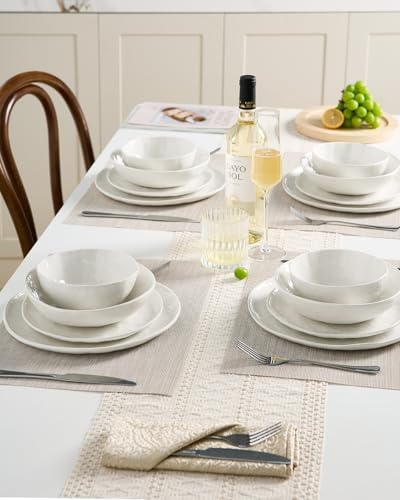 Famiware Porcelain Dinnerware Sets for 4, 16-Piece, Polar White - Image 5