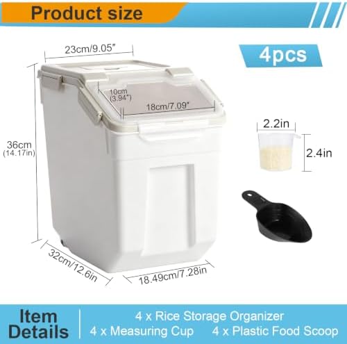 RUIAN Flour Storage Container 50lb Airtight Food Storage Bin(Gray,4pcs) - Image 2