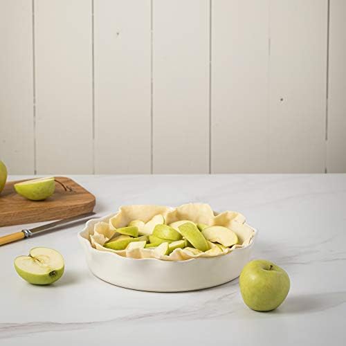 Casafina Ceramic Stoneware 11" Pie Dish - Cook & Host Collection, White | Microwave & Dishwasher Safe Dinnerware | Food Safe Glazing | Restaurant Quality Serveware - Image 4
