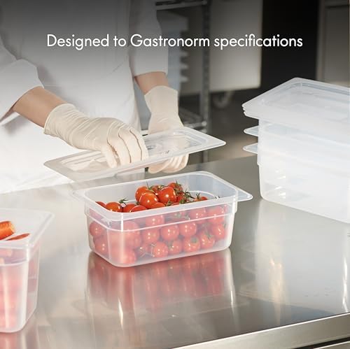 CURTA 4-Pack 1/4 Size 4" Deep Food Pan with Handled Lid – NSF Listed Commercial-Grade Translucent Polypropylene, Stackable Freezer-Safe Storage for Restaurants, Catering & Buffets - Image 3