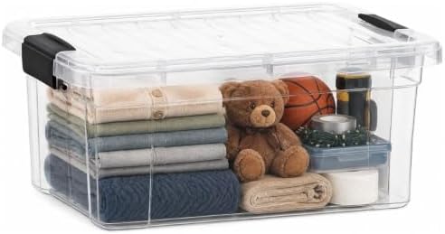 Superio Clear Storage Box with Lid, 36 Quart Plastic Container Bins for Organizing, Stackable Crates, BPA Free, Non Toxic, Odor Free, Organizers for Home, Office, School, and Dorm by Superio