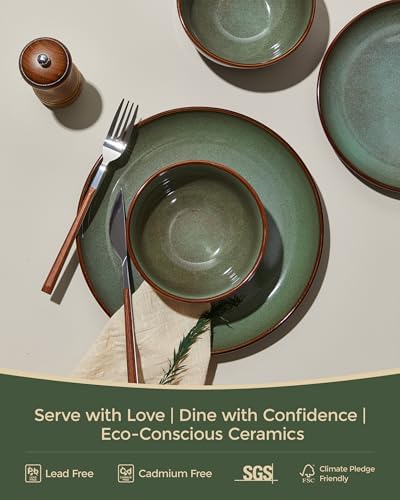 Pokini Stoneware Dinnerware Sets for 12, 36pcs Plates and Bowls Sets Dishes - Image 3