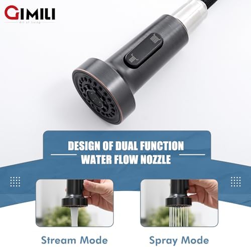 GIMILI Oil Rubbed Bronze Kitchen Faucet with Pull Down Sprayer - Image 4