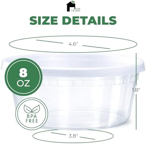 EconoHome Clear Deli Containers with Lids - 240-Pack, 8oz Plastic Containers with Lids for Food Storage, Meal Prep, Leftover, Restaurant Business, Takeout - Fridge, Microwave & Freezer-Safe - Image 3