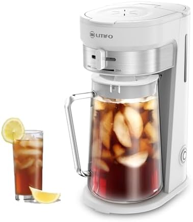 LITIFO Iced Tea Maker and Iced Coffee Maker Brewing System with 2.5-quart Pitcher, sliding strength selector for Taste Customization, Stainless Steel (White) by LITIFO