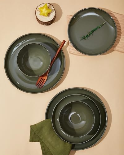 Pokini Stoneware Dinnerware Sets for 6, 18pcs Plates and Bowls Sets Dishes - Image 5
