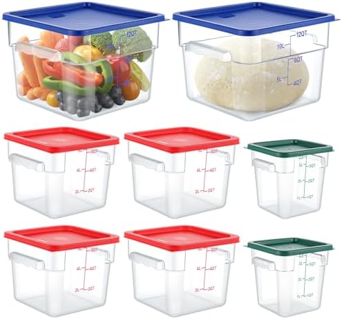 Ziliny 8 Sets 12＆6＆4 Qt Dough Proofing Container with Lid, Colorful by Ziliny