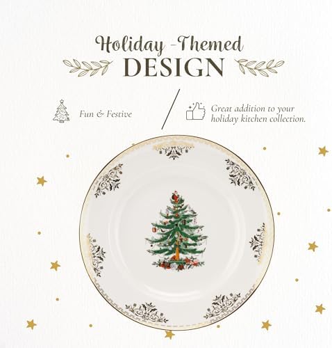Spode Christmas Tree Gold Dinner Plates, Set of 4 - Holiday Serving Plates - Image 3