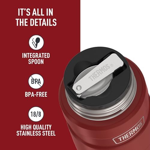 THERMOS Stainless King Food Jar with Spoon, 16oz, Matte Red - Image 5