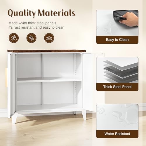 Letaya Metal Storage Cabinet with Doors, Small Kitchen Office Credenza - Image 6