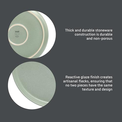 Gibson Elite Pasco 16 Piece (Service for 4) Plates and Bowls Double Bowl Reactive Glaze Dishes Stoneware Ceramic Dinnerware Set - Green - Image 4