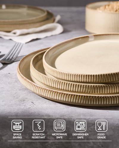 famiware Star 10/8 inches Salad Plates Set for 6, Latte - Image 4