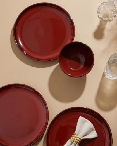 Pokini Stoneware Dinnerware Sets for 4, 12pcs Plates and Bowls Sets Dishes - Image 7