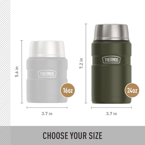THERMOS Stainless King Food Jar with Bowl, 24oz, Matte Army Green - Image 6