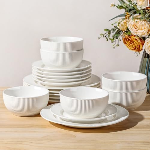 TheTerra Ceramic Dinnerware Set for 6, 18-Piece Plates and Bowls Set by TheTerra