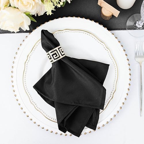 50 pcs 17-Inch Black Polyester Table Napkins Reusable Washable Wedding Party Dinner Linens Tableware Supplies - Image 5