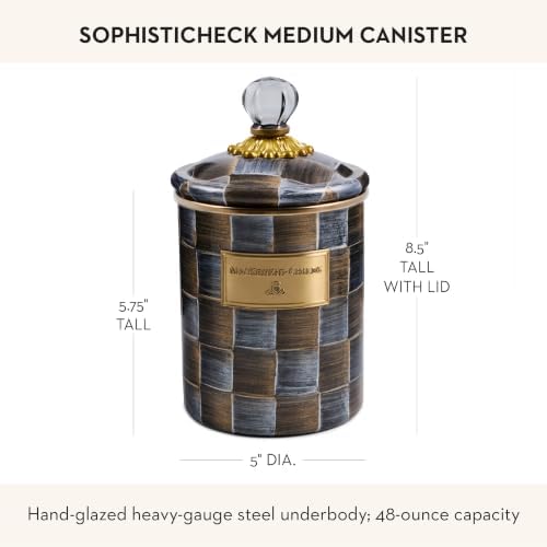 MACKENZIE-CHILDS Enamel Canister, Medium, Gray-and-Bronze Sophisticheck - Image 4