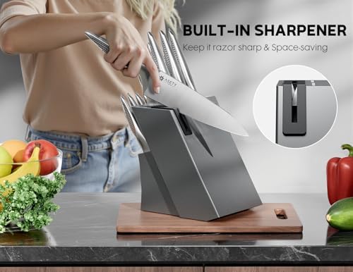 ASETY Knife Block Set, 15 PCS Knives Set for Kitchen, Stainless Steel - Image 4