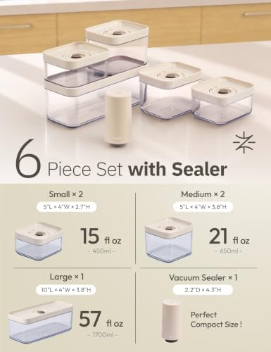 5pcs Vacuum Containers for Food Storage with Compact Vacuum Sealer - Image 2