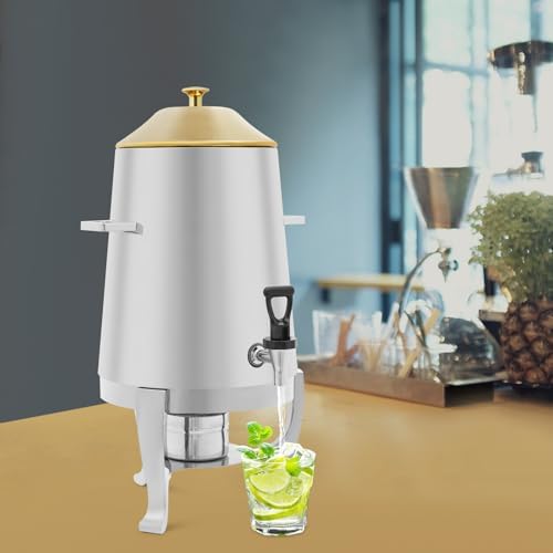 3.43Gallon Stainless Steel Hot Beverage Dispenser,Coffee Chafer Urn with Spigot&Fuel Holder,Cold&Hot Drinks Dispenser for Milk Coffee Tea Juice - Parties Catering Buffet Event (Gold,B) - Image 3