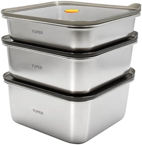 YUPER Stainless Steel Food Storage Containers, 3 Pack (40+67+88OZ) by YUPER