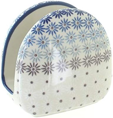 Blue Rose Polish Pottery - Blue Harmony Napkin Holder - 5" x 5" - Ceramic Napkin Holders, Decorative Dining Table Accessories by BlueRosePottery