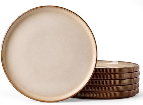 famiware Star 10/8 inches Dinner Plates Set for 6, French Toast by Famiware