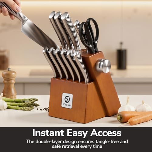 imarku 14-Piece Japanese Gyutou Stainless Steel Kitchen Knife Set - Image 3