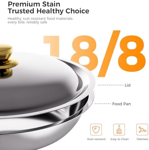 CAMMOO Gold 6QT Chafing Dishes, 4 Pack 18/8 Stainless Steel - Image 2